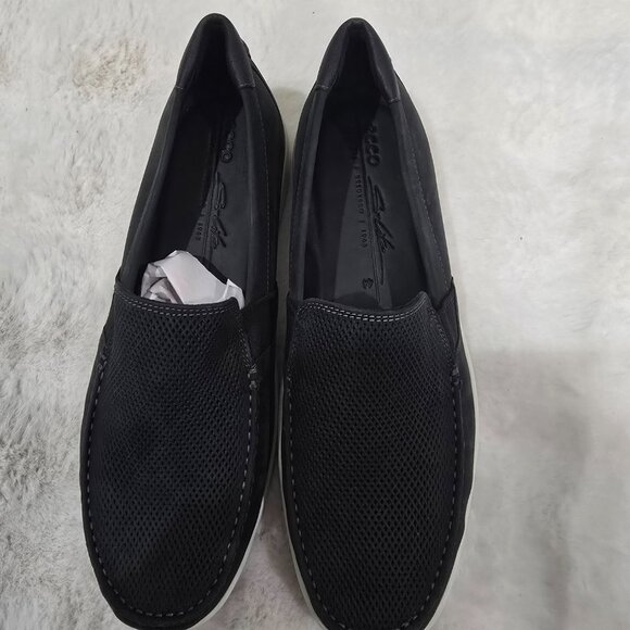 Ecco Men's S Lite Black Nubuck Leather Slip On Moc Shoe Sizes  NEW Resort Prep - Picture 7 of 9